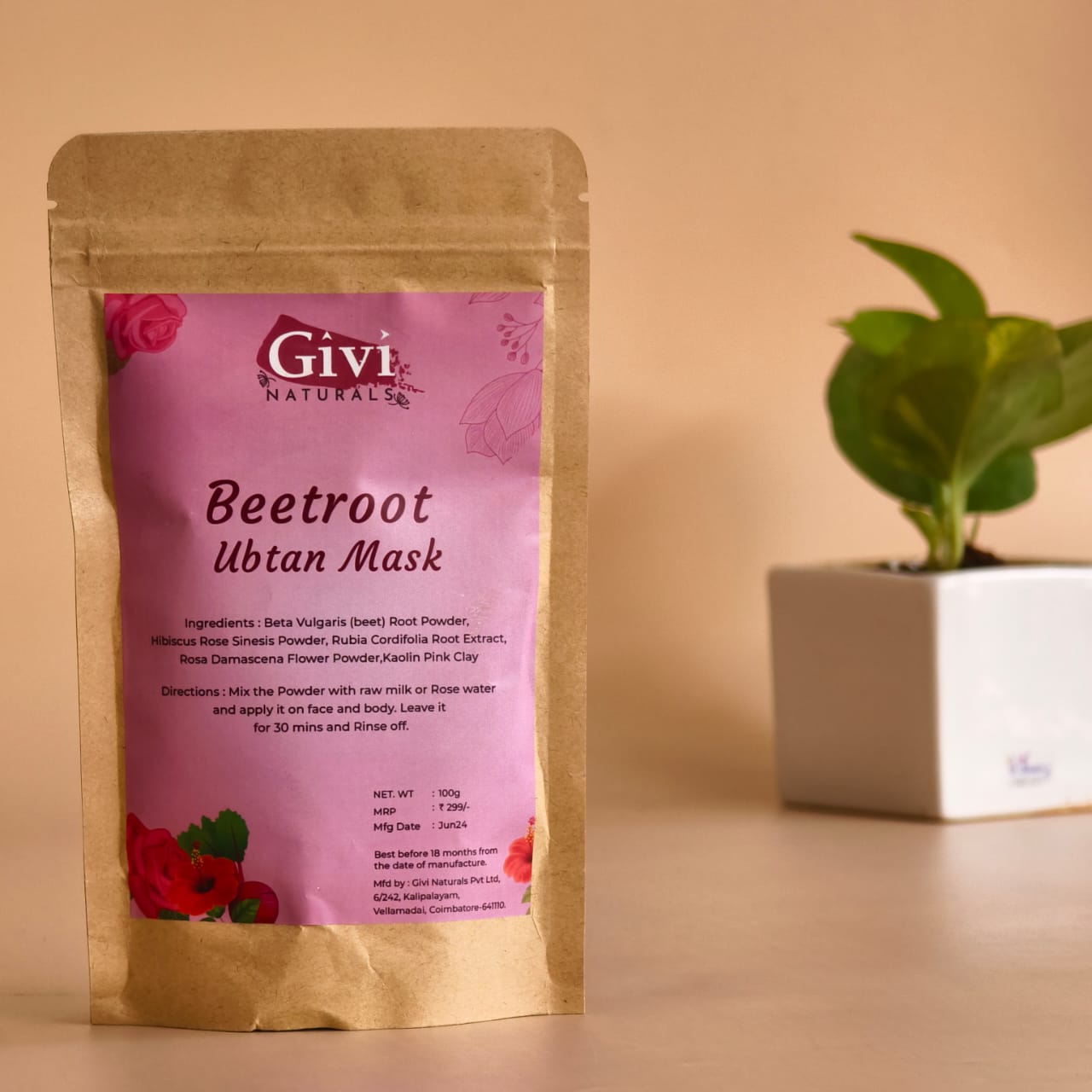 Beetroot Rose Ubtan Powder - 100g